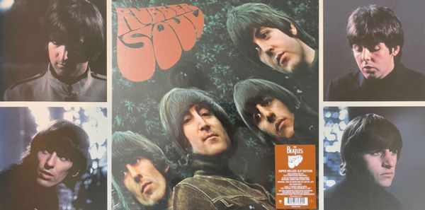 Slipcase cover for the Rubber Soul box set and additional images from the book.