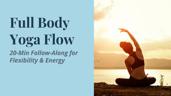 Woman stretching in sunrise during follow-along yoga session for mobility and calm