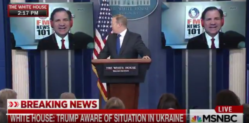   Lars Larson via Skype at a White House press briefing, February 2 2017.   (Screenshot via  Twitter )  