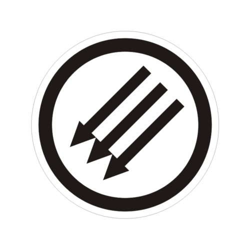  The  Drei Pfeile  (Three Arrows) symbol of the anti-fascist parties of Germany. Used by ANTIFA groups today. 