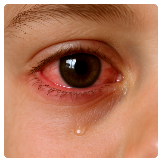 Ojo rojo con conjuntivitis en un niño
