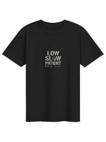 LOW SLOW PATIENT T β black heavyweight tee from the DIG IN line