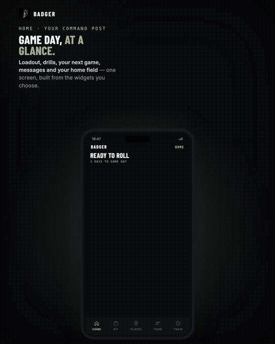 Badger app — home screen walkthrough