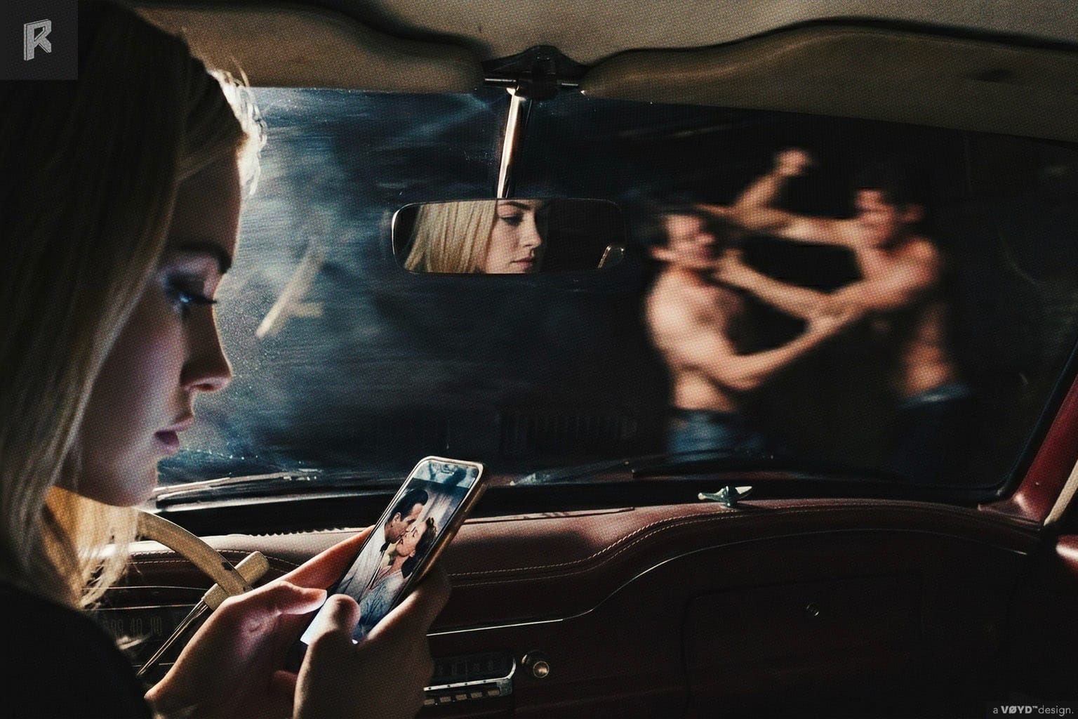 A woman watch Vertical Drama in the car for Real-Reel.com
