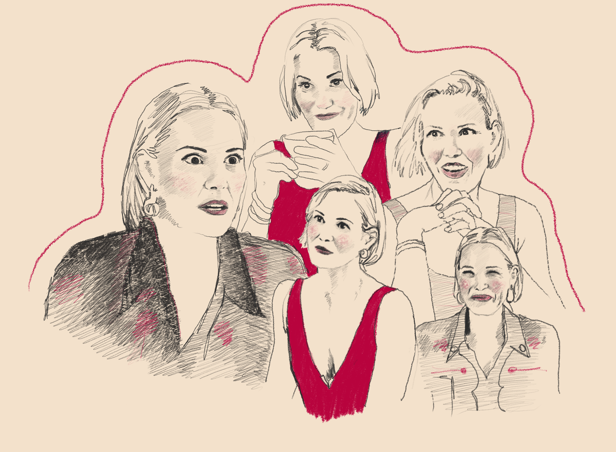 Leslie Bibb’s character making different faces