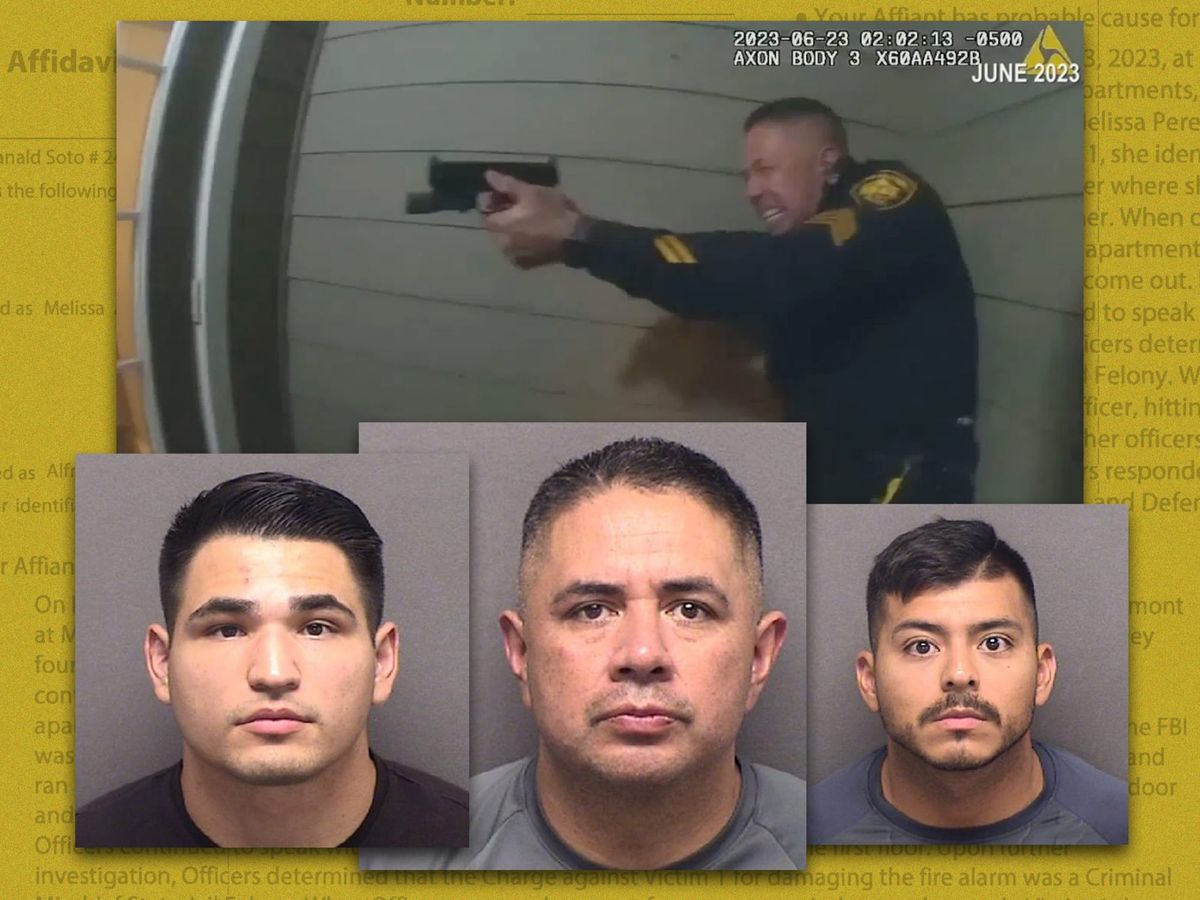 (From left) San Antonio police officers Nathaniel Villalobos, Alfred Flores, and Eleazar Alejandro are on trial for the shoot