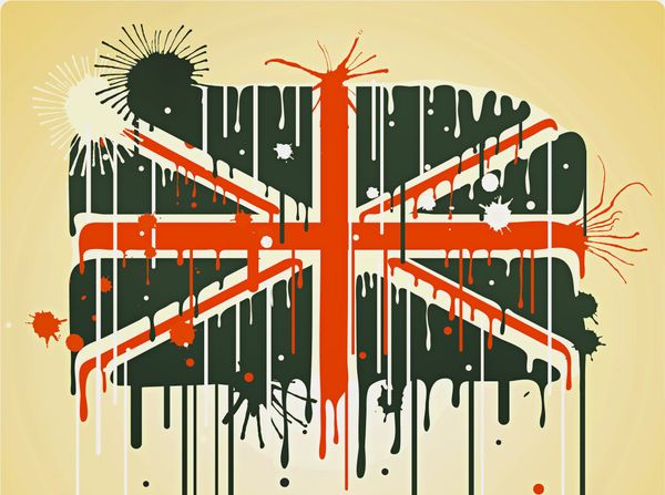 An illustration of a melting british flag