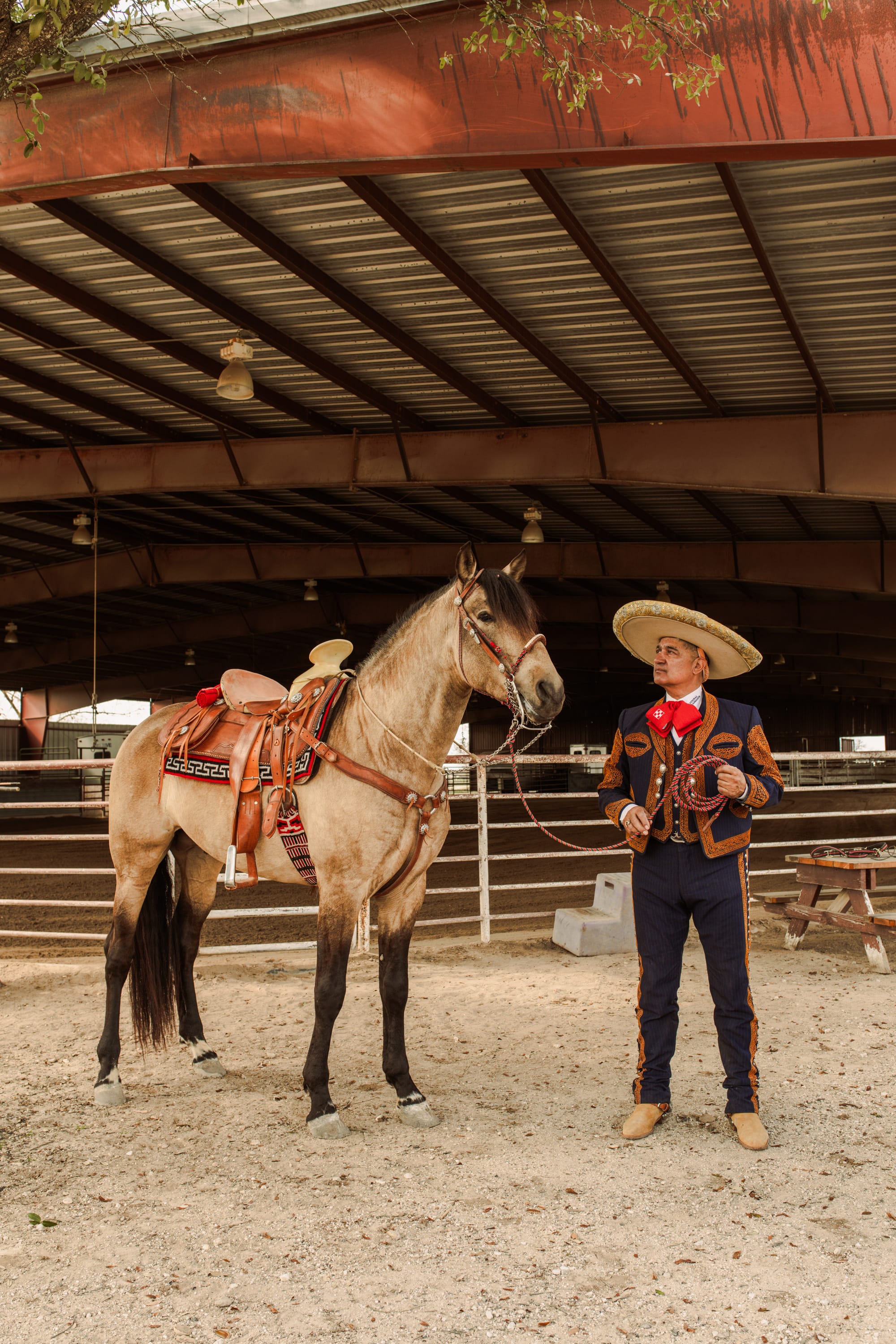 Jerry, a fourth generation Charro, with his horse