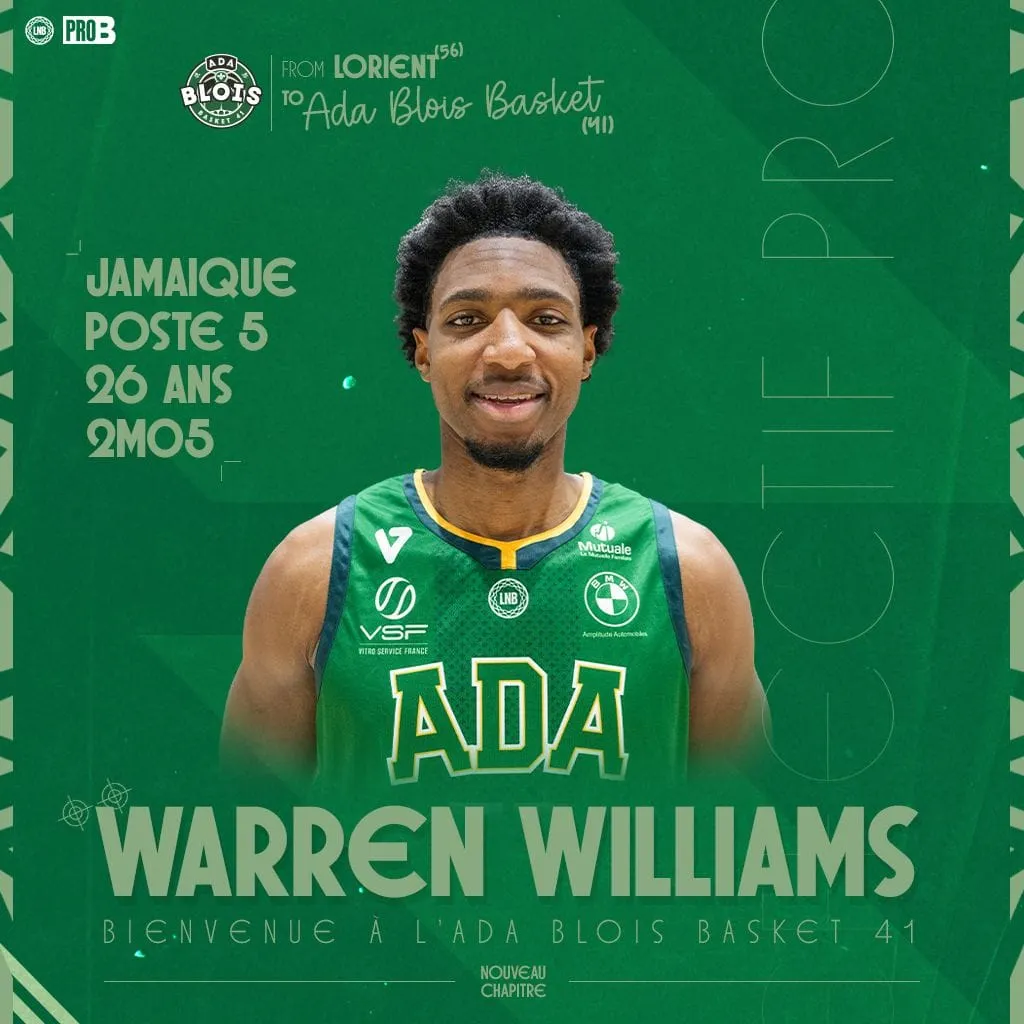 Pro B : Le Jamaïcain Warren Williams, un 3e pivot à Blois