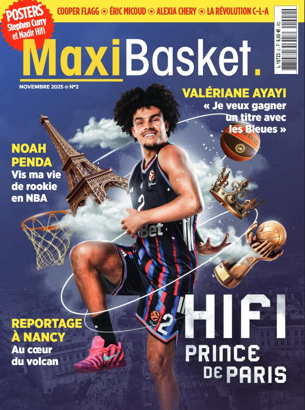 Nadir Hifi en couverture et en poster du numéro 2 de Maxi-Basket