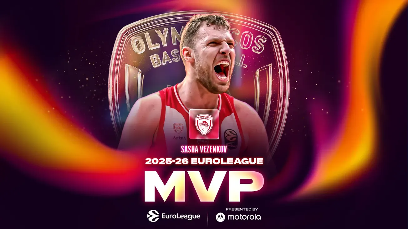 Sasha Vezenkov (Olympiakos) est élu MVP d'Euroleague pour la deuxième fois de sa carrière