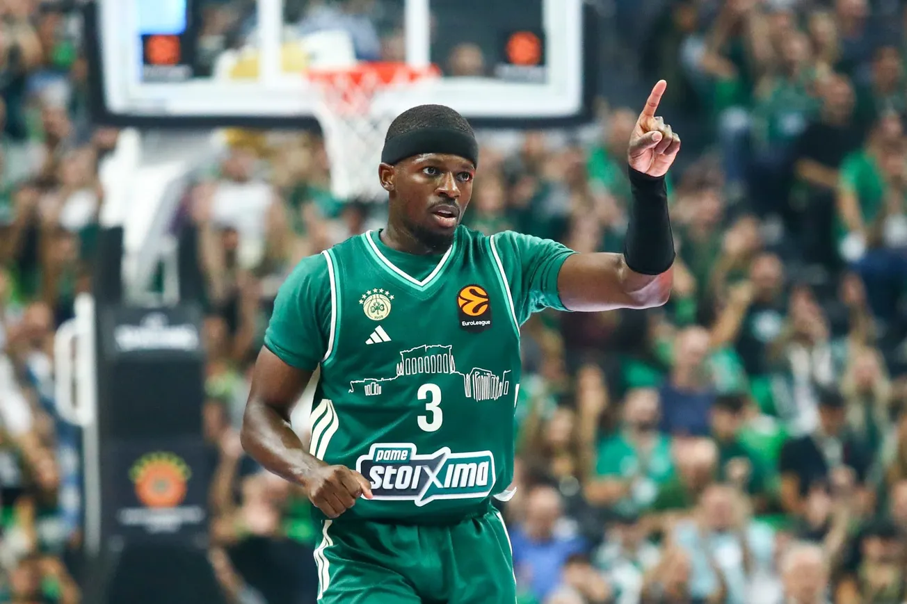 Sylvain Francisco sous le maillot du Panathinaikos lors du match d'Euroleague face au Maccabi Tel-Aviv, au Telekom Center d'Athènes le 2 octobre 2026