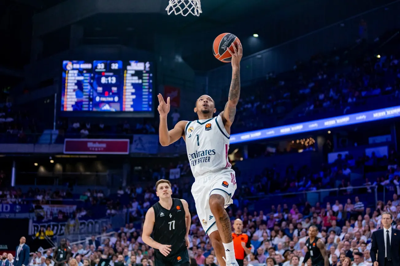 Nick Smith Jr. sous le maillot du Real Madrid lors du match d'Euroleague face à l'ASVEL au Movistar Arena de Madrid, le 15 octobre 2026