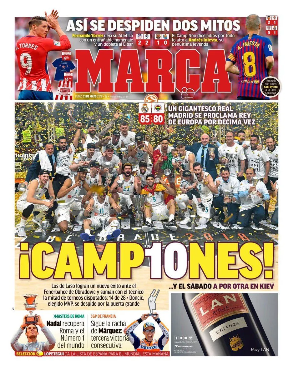 Le triomphe européen du Real à la Une de la presse de Madrid