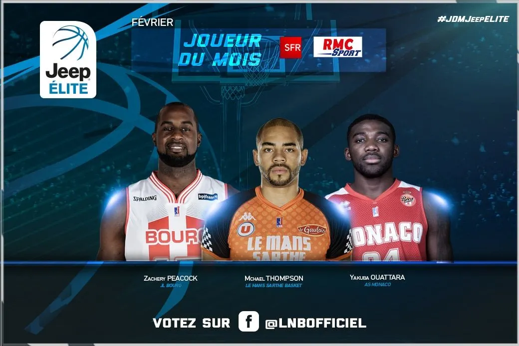 Jeep Elite : Zachery Peacock, Michael Thompson ou Yakuba Ouattara joueur du mois de février ?