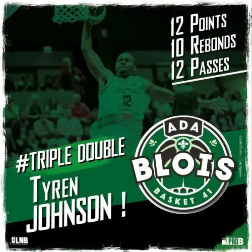 Pro B: Tyron Johnson (Blois), auteur du premier triple double de la saison