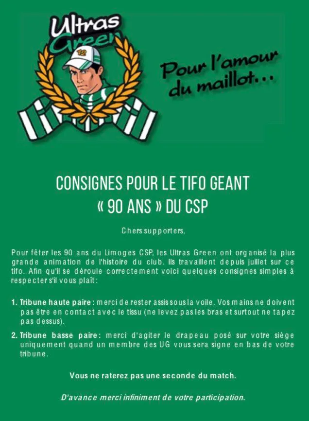 Vidéos: le tifo des Ultras Green pour le clasico Limoges-Pau