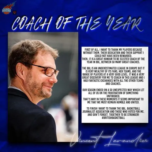 Royaume Uni: Vincent Lavandier (Glasgow Rocks) élu Coach of the Year