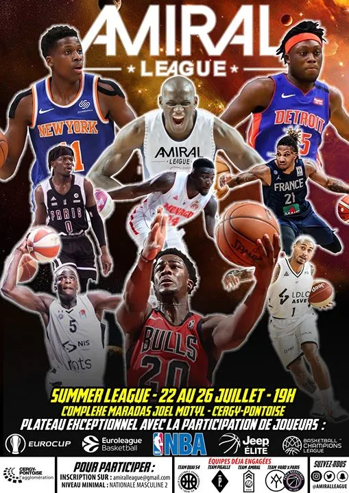 Frank Ntilikina, Sékou Doumbouya, Andrew Albicy, etc, à l’Amiral League de Cergy-Pontoise, à partir du 22 juillet