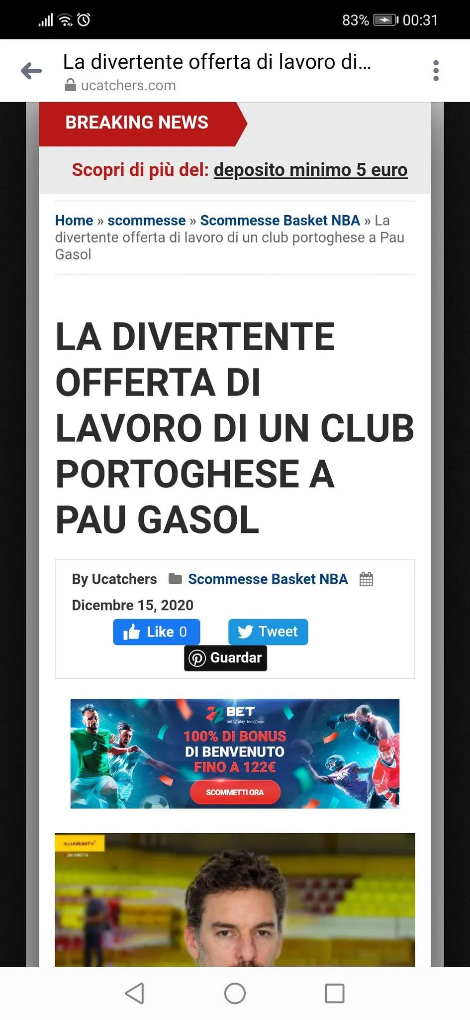 Un club portugais de 2e division fait une offre à Pau Gasol et provoque le buzz