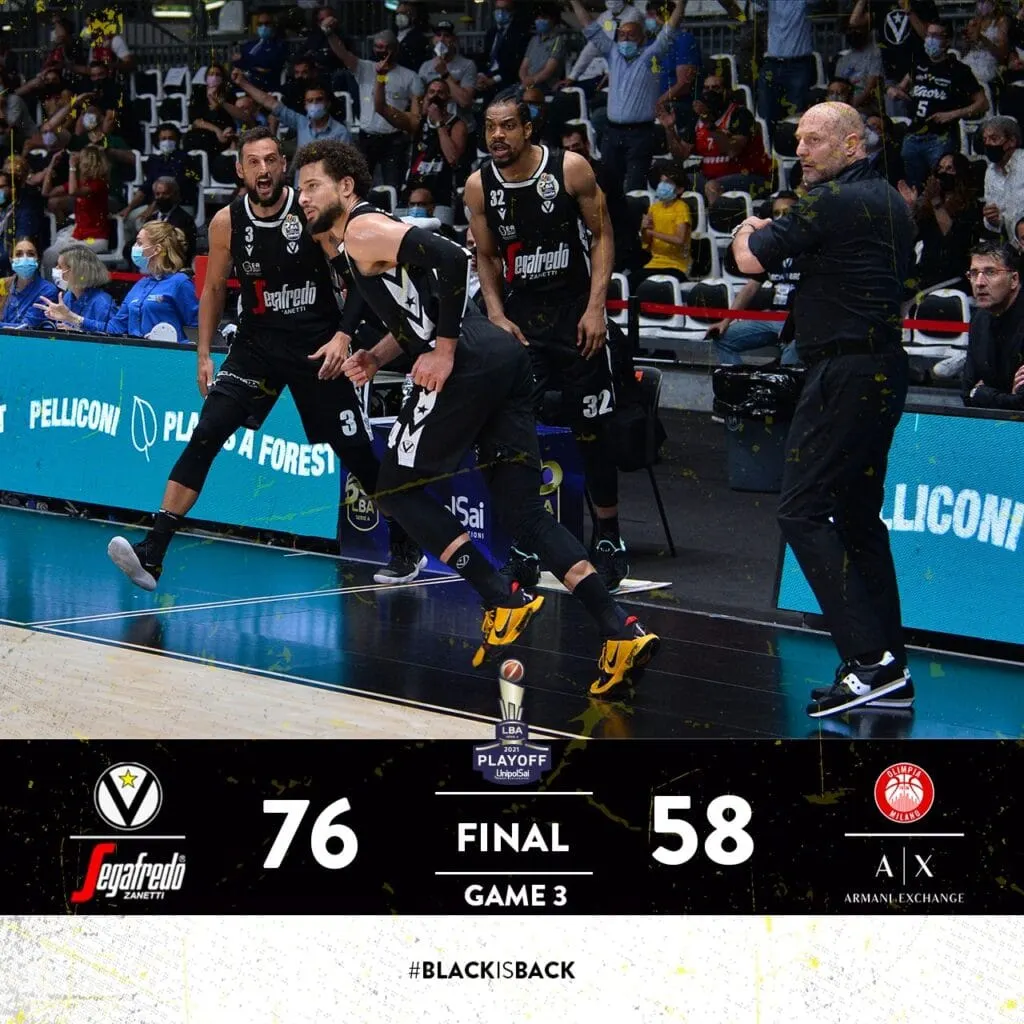 Italie : La Virtus Bologne n’est plus qu’à une victoire du titre