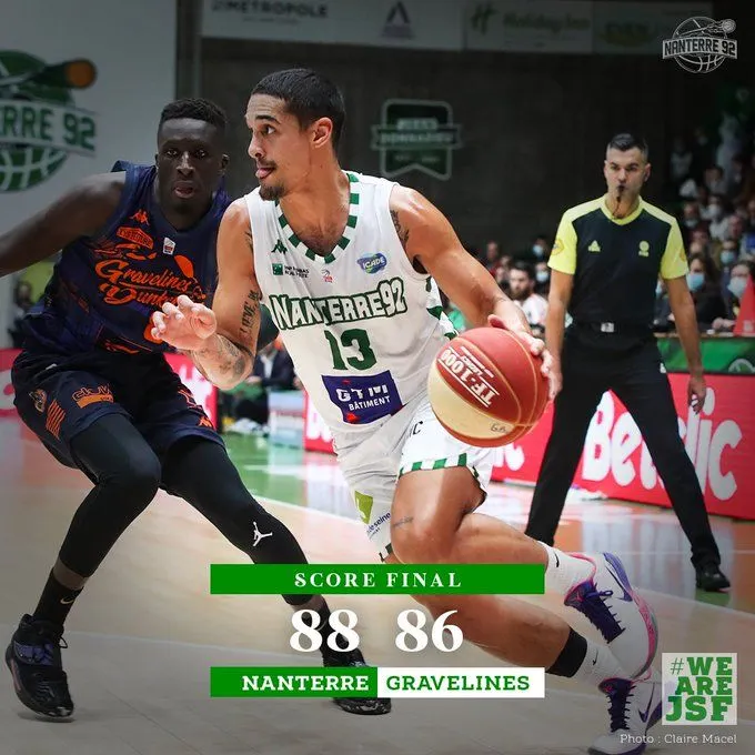 Vidéo : Le trois-points de la gagne de Nick Johnson (Nanterre) face à Gravelines