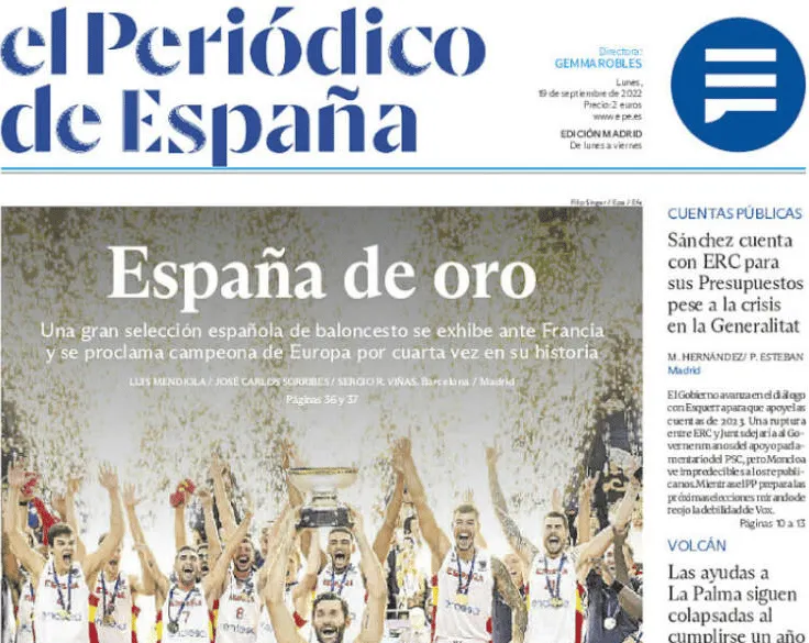 Le triomphe à l’EuroBasket fait la Une des journaux espagnols