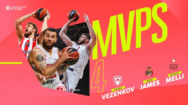 Euroleague : Mike James, Sasha Vezenkov et Nicolo Melli sont les MVP de la 4e journée