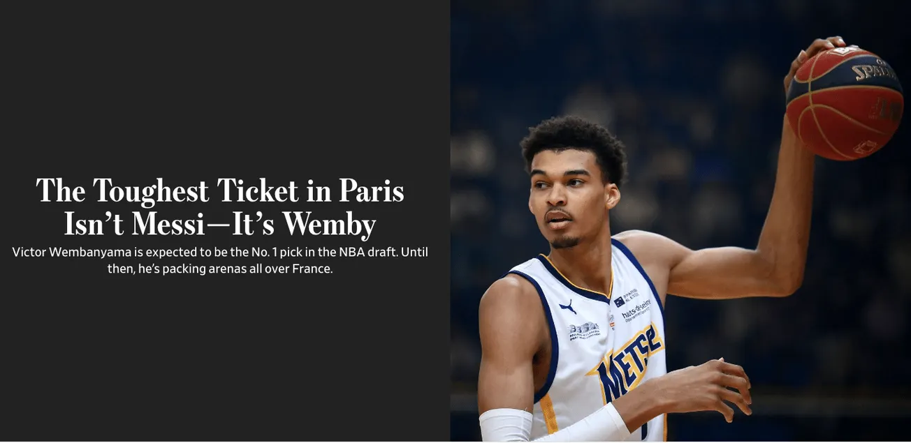 Victor Wembanyama dans le Wall Street Journal : Wemby plus recherché que Messi !