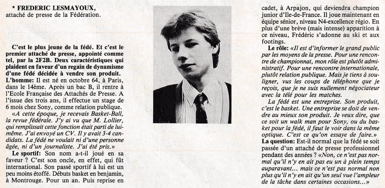Décès de l'ancien rédacteur en chef de Mondial Basket, Frédéric Lesmayoux