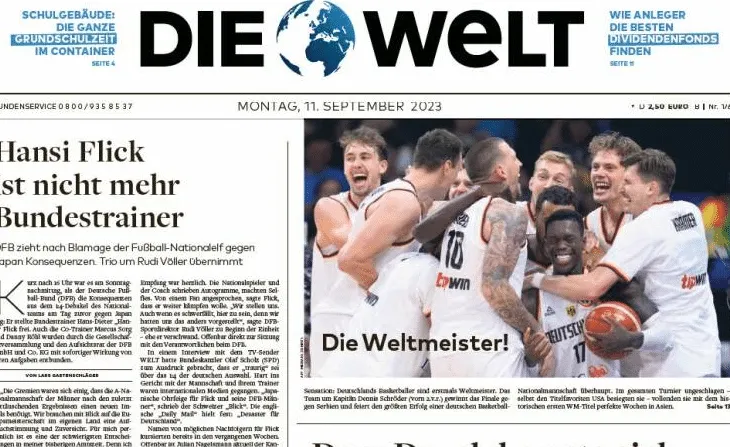 Les champions du monde allemands font la Une des journaux