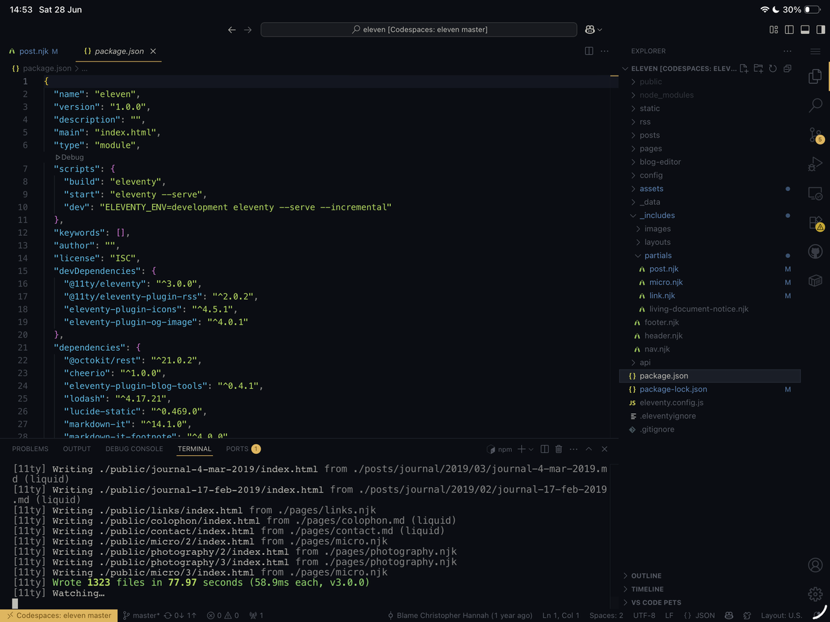 Using GitHub Codespaces on the iPad