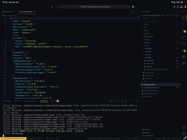 Using GitHub Codespaces on the iPad