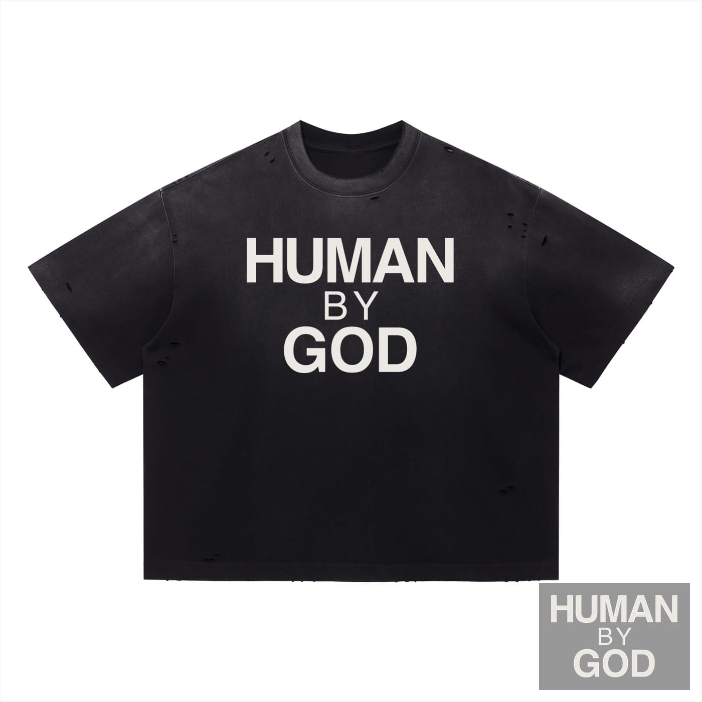 Human By God - Vintage Washed Distressed Boxy Oversized T-Shirt