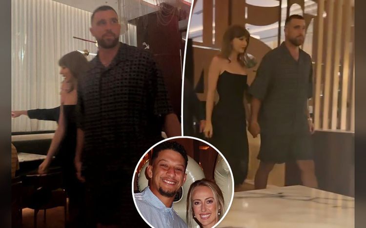 Taylor Swift and Travis Kelce hold hands at Patrick Mahomes’ birthday celebration