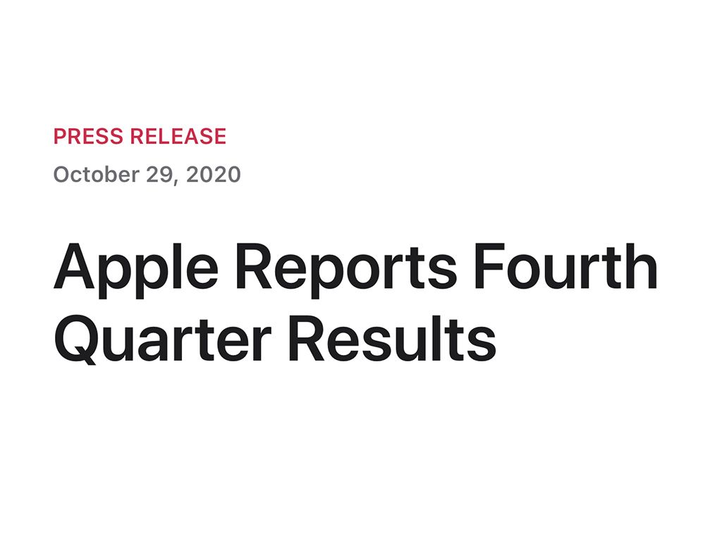 Apple, 2020년 4/4분기 실적 결과 발표