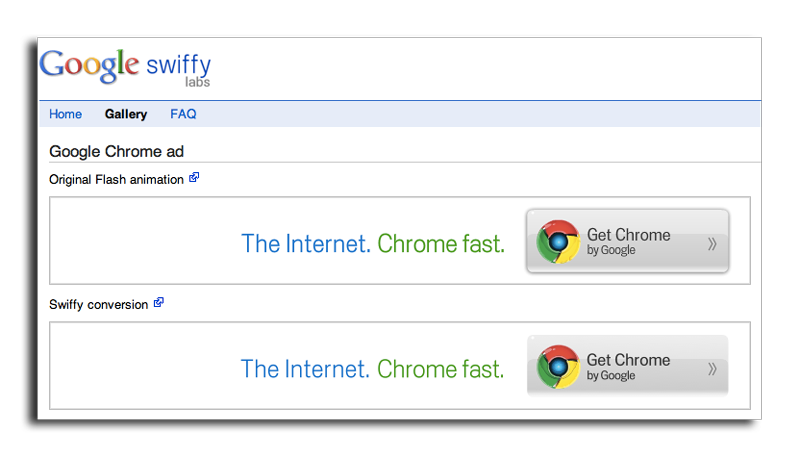 Google. SWF파일을 HTML5로 변환할 수있는 툴인 Swiffy 공개