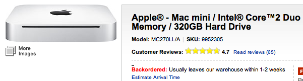 Mac mini, AirPort Extreme, Time Capsule 공급 부족.