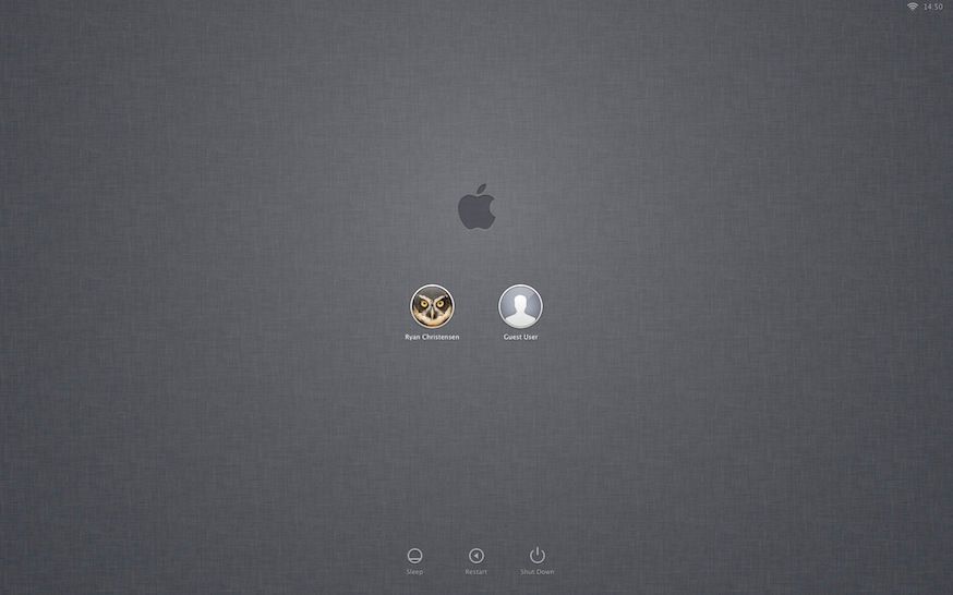 새로운 OS X Lion의 로그인 화면.