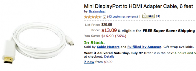 Mini DisplayPort에서 HDMI 변환되는 케이블의 판매는 불법이다?