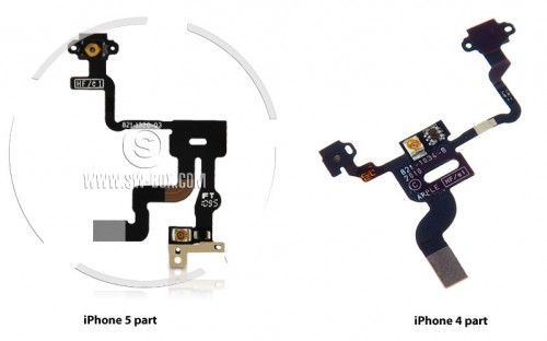 iPhone 5의 것으로 추정되는 부품의 사진.