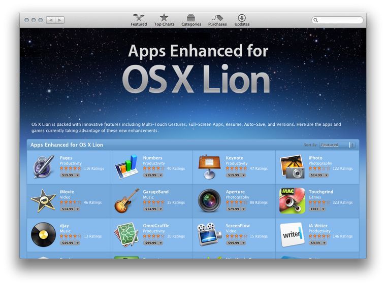 Apps Enhanced for OS X Lion 공개