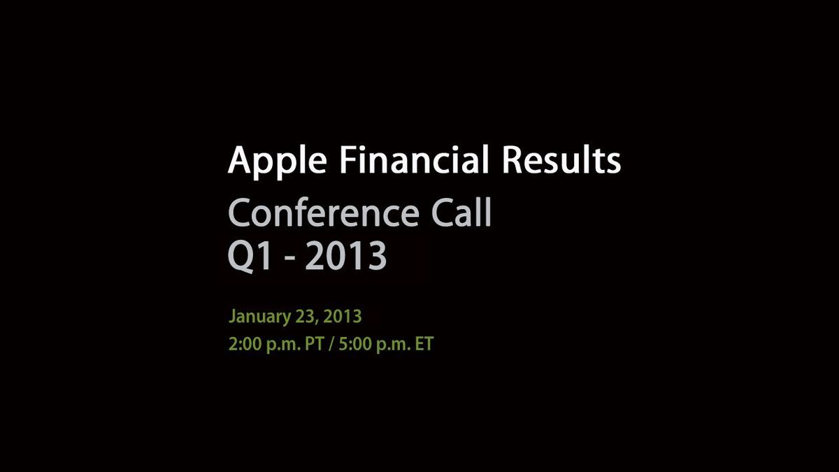 Apple, 한국 시간 1월 24일(목) 2013년도 1분기 실적을 발표 예정