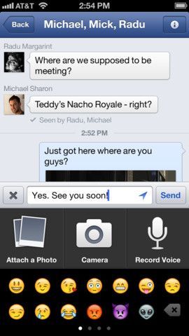 Facebook, iPhone, iPad 용 Facebook 5.4 앱 업데이트. 음성 메​​시지 전송 가능!