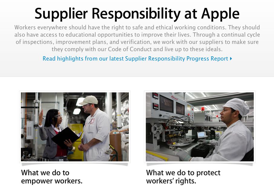 Apple, 2013년 제조 업체, 관리 책임 보고서 공개
