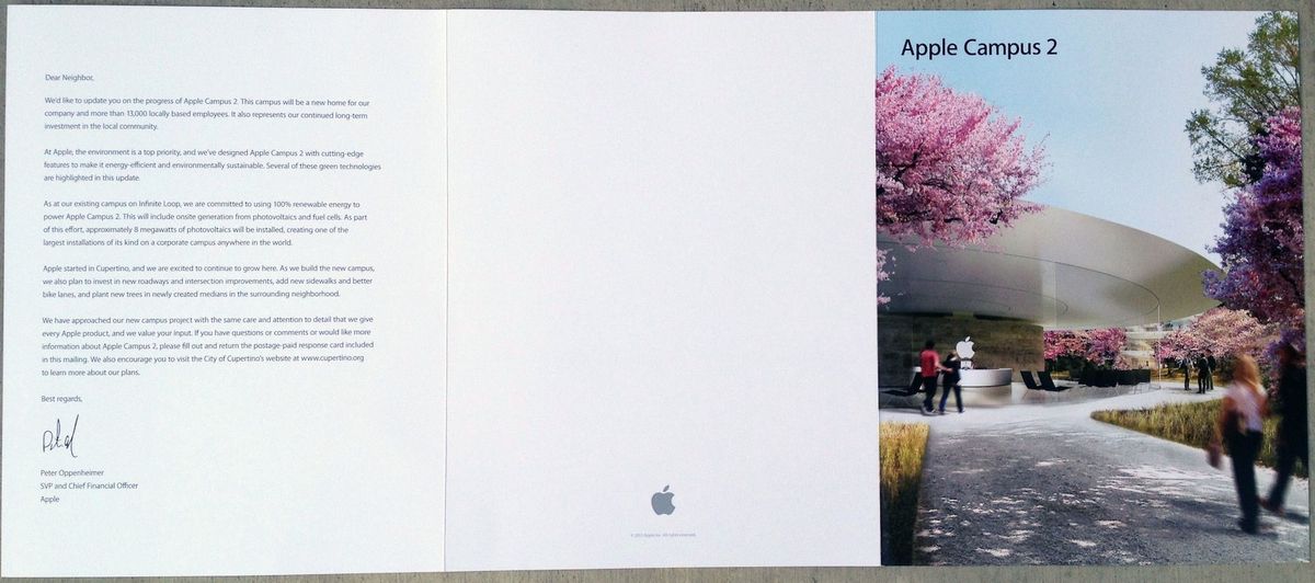 Apple Campus 2 설명 소책자 이웃 주민에게 배포