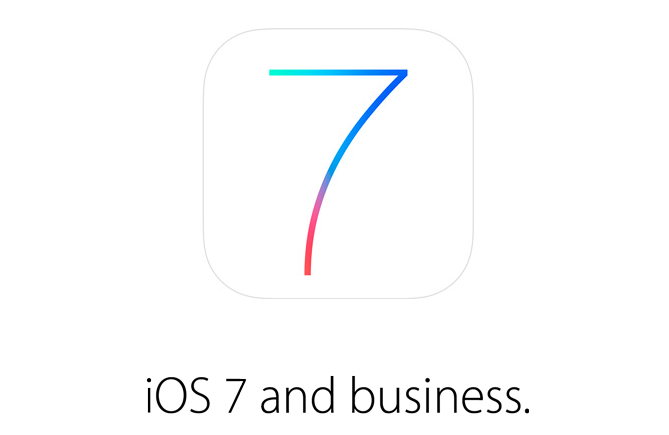 Apple. iOS 7의 비즈니스 기능을 소개하는 iOS 7 and Business 페이지 제공