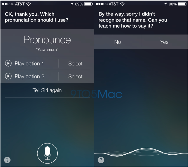 iOS 7. Siri 이름에 대한 발음 구분 기능 탑재