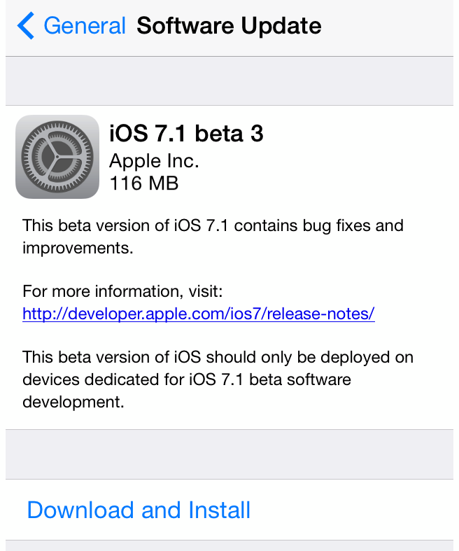 iOS 7.1 Beta 3 개발자 사이트에서 제공.