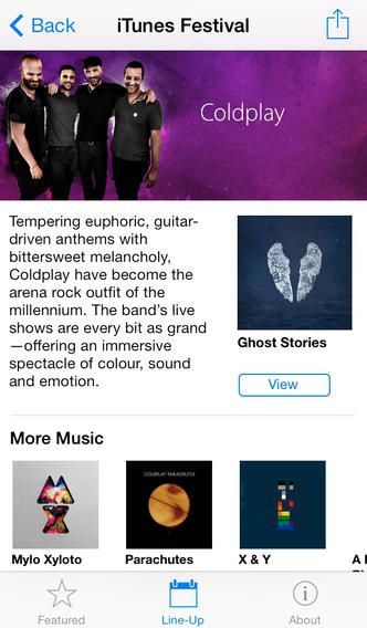 Apple의 iOS 어플 iTunes Festival 5.0 업데이트 제공
